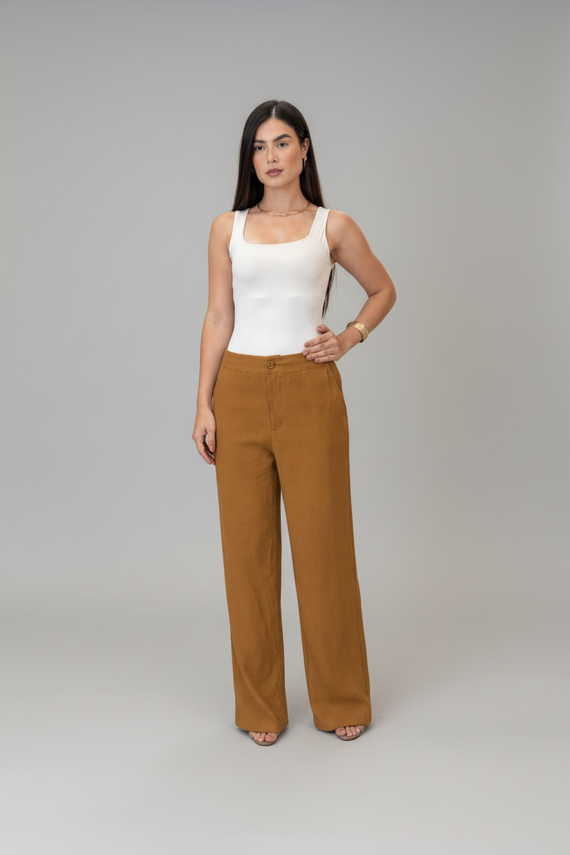 Kit 2 Calças Femininas de Alfaiataria Pantalona Cintura Alta