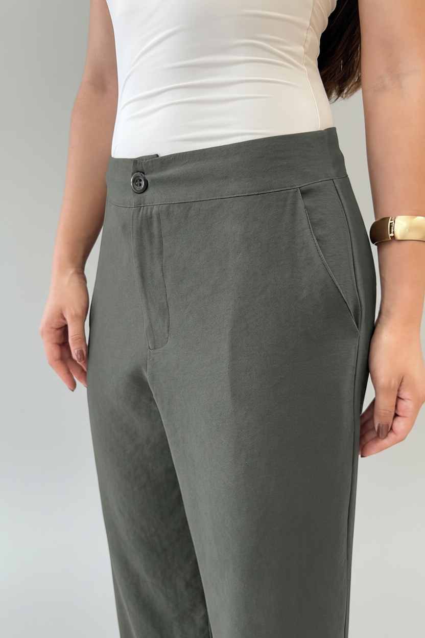 Kit 2 Calças Femininas de Alfaiataria Pantalona Cintura Alta