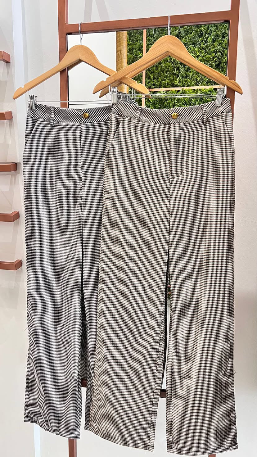 Calça Feminina Xadrez Vichy Elegante de Alfaiataria Andressa