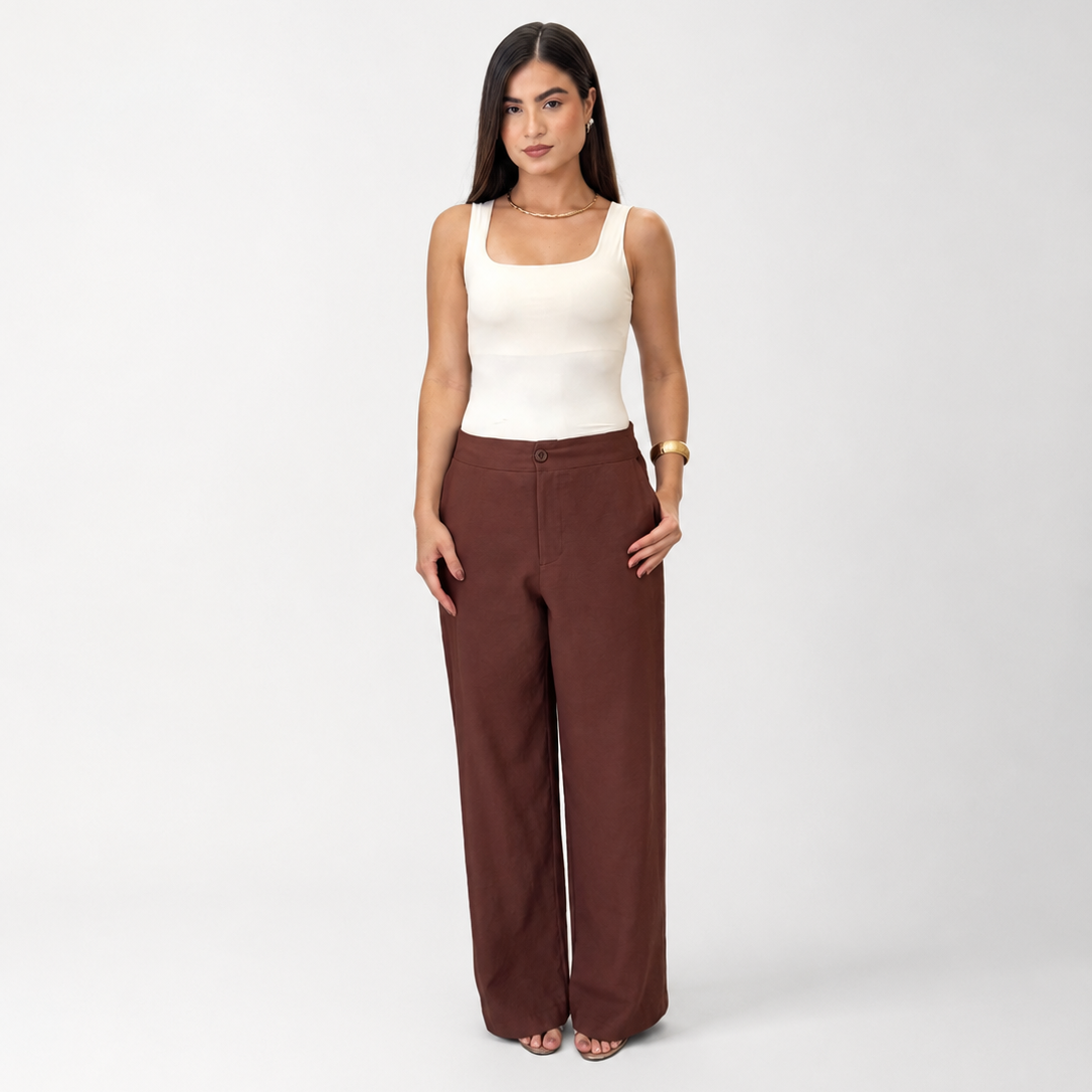 Kit 2 Calças Femininas de Alfaiataria Pantalona Cintura Alta
