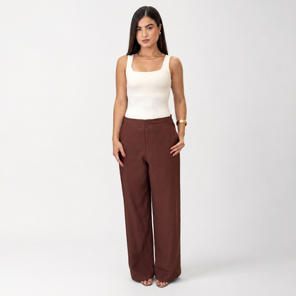 Kit 2 Calças Femininas de Alfaiataria Pantalona Cintura Alta