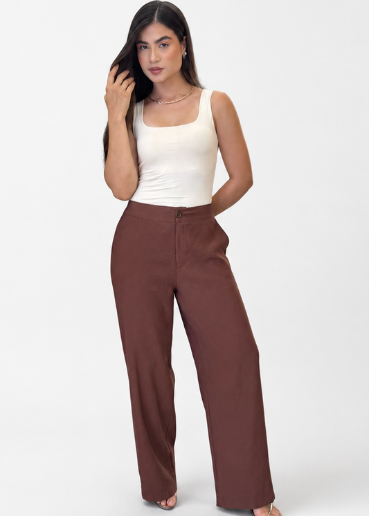 Kit 2 Calças Femininas de Alfaiataria Pantalona Cintura Alta