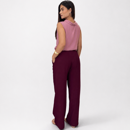 Kit 2 Calças Femininas de Alfaiataria Pantalona Cintura Alta