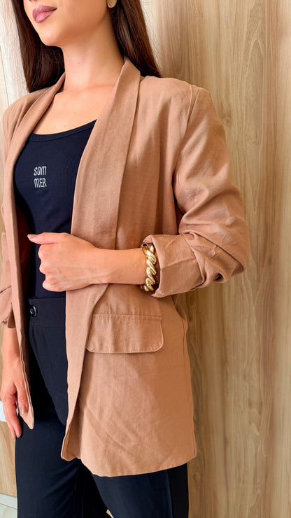 Blazer Manga 3/4 com Drapeado em Tecido de Alfaiataria | Namala