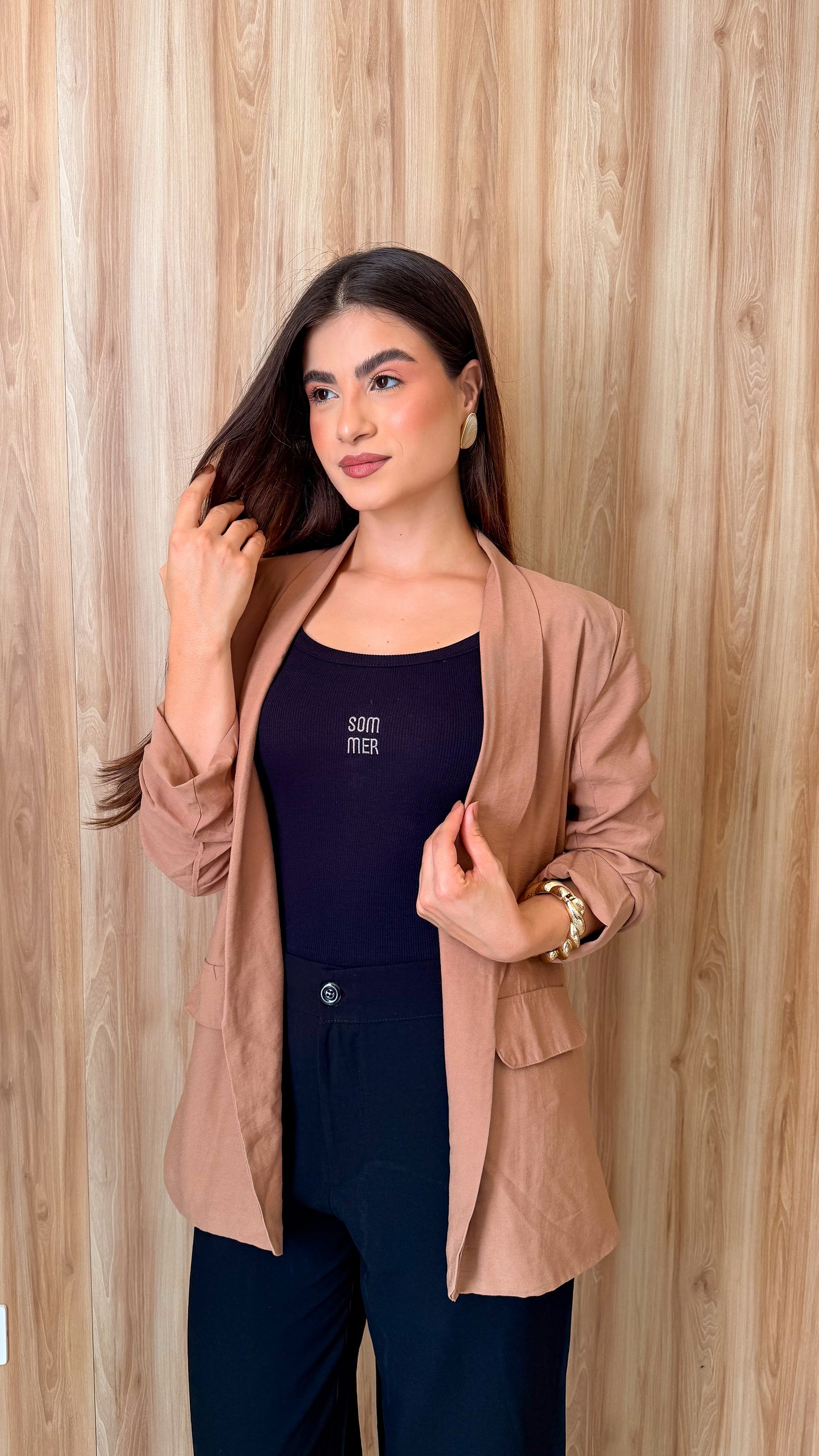 Blazer Leonara manga 3/4 drapeada