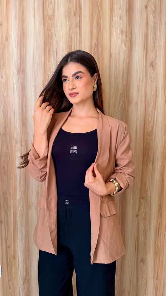 Blazer Leonara manga 3/4 drapeada