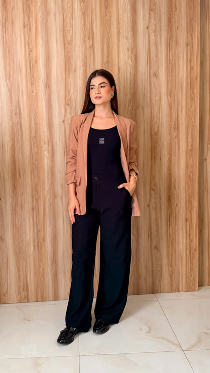 Blazer Leonara manga 3/4 drapeada