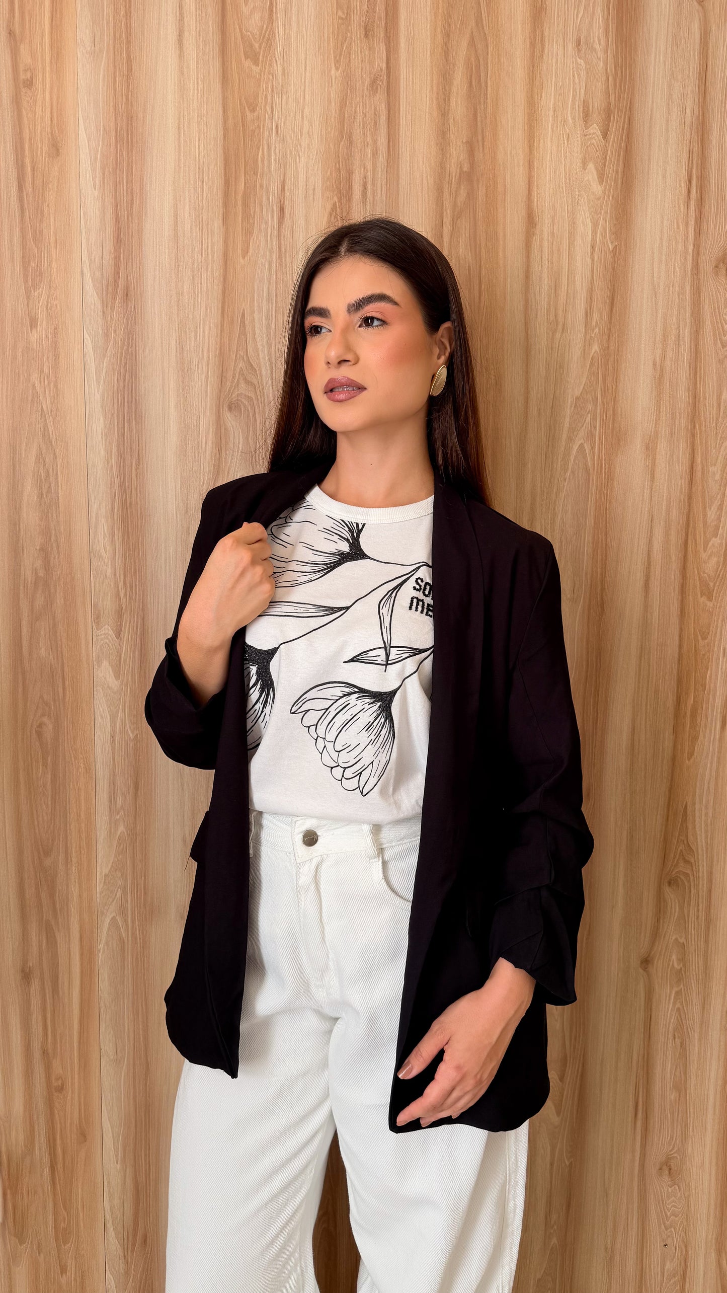 Blazer Leonara manga 3/4 drapeada