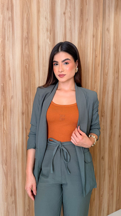 Blazer Manga 3/4 com Drapeado em Tecido de Alfaiataria | Namala