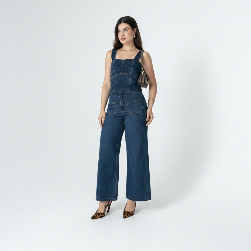 Calça Jeans Feminina Pantacourt Cintura Média BOGS