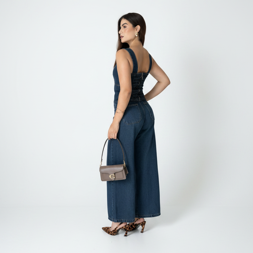 Blusa Jeans Feminina Regata com Elastex e Zíper BOGS