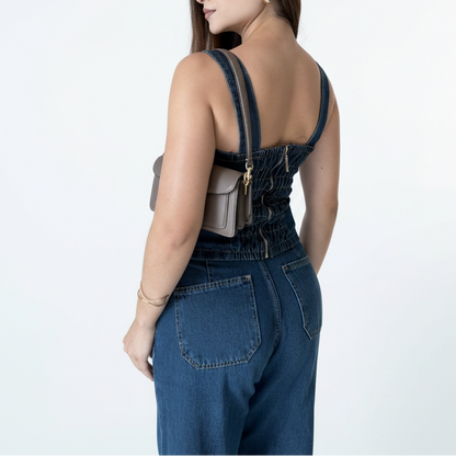 Blusa Jeans Feminina Regata com Elastex e Zíper BOGS