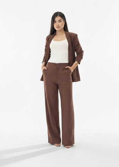 Kit 2 Calças Femininas de Alfaiataria Pantalona Cintura Alta
