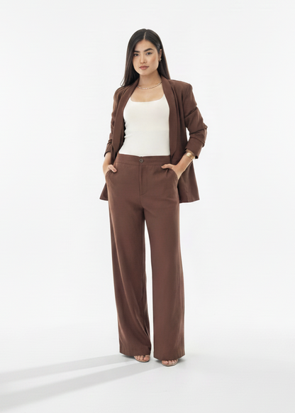 Kit 2 Calças Femininas de Alfaiataria Pantalona Cintura Alta