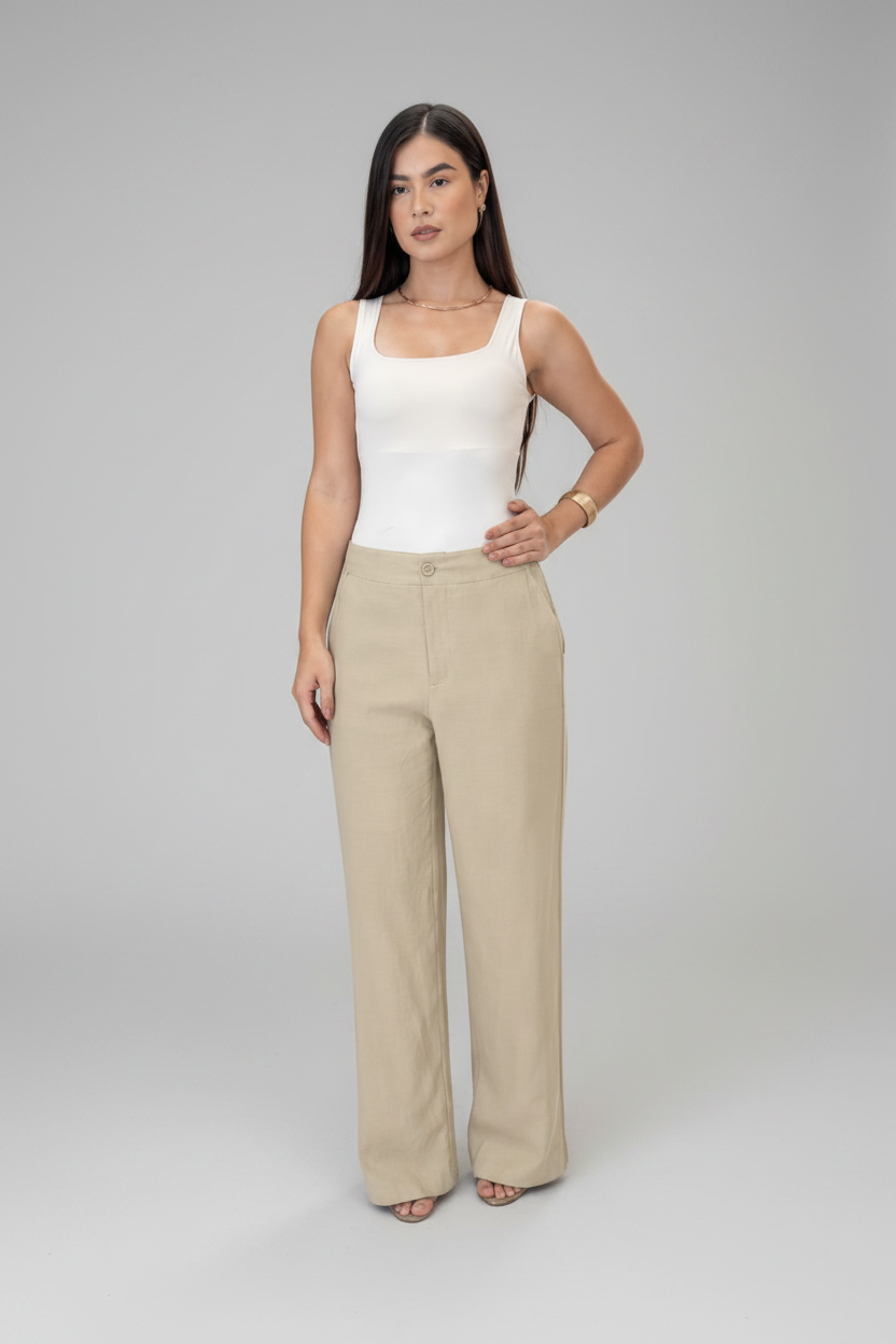 Kit 2 Calças Femininas de Alfaiataria Pantalona Cintura Alta