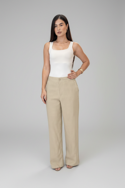Kit 2 Calças Femininas de Alfaiataria Pantalona Cintura Alta